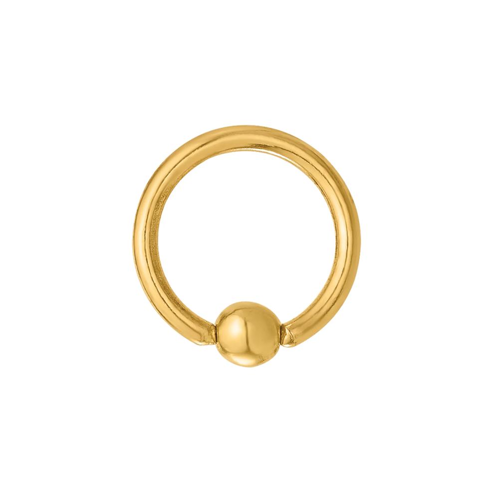 Polished Septum Cartilage Ring in 14K Yellow Gold, 16 Gauge – Image 2 of 3