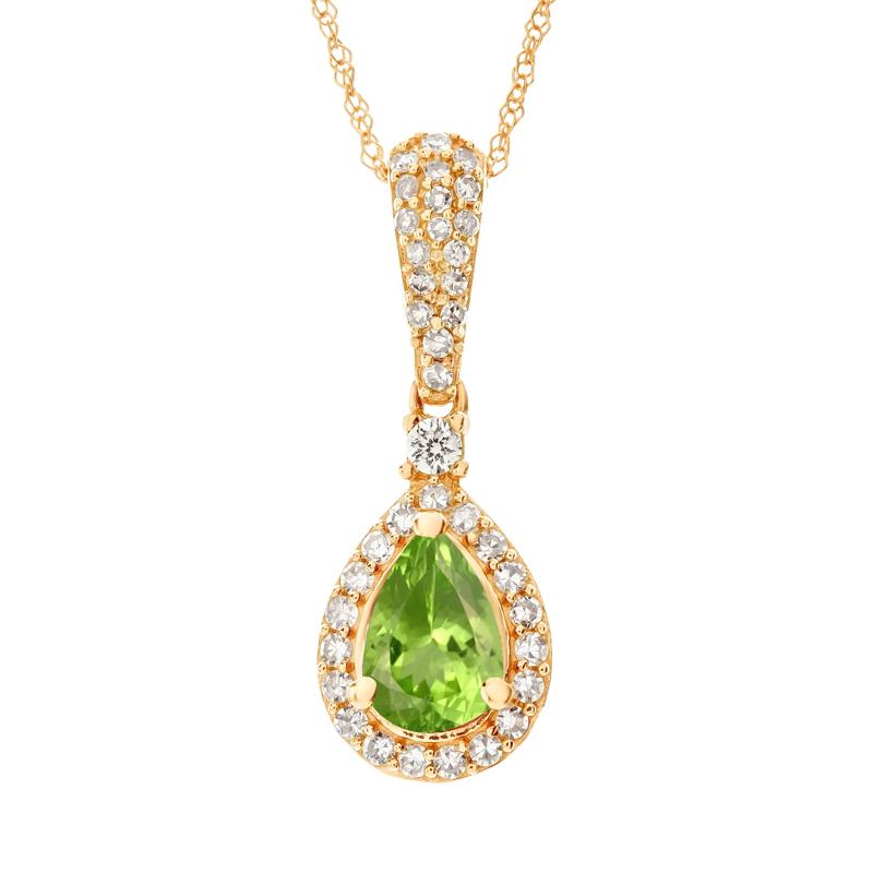 Peridot and Diamond Pendant in 10K Yellow Gold &#40;1/5 ct. tw.&#41; – Image 1 of 3
