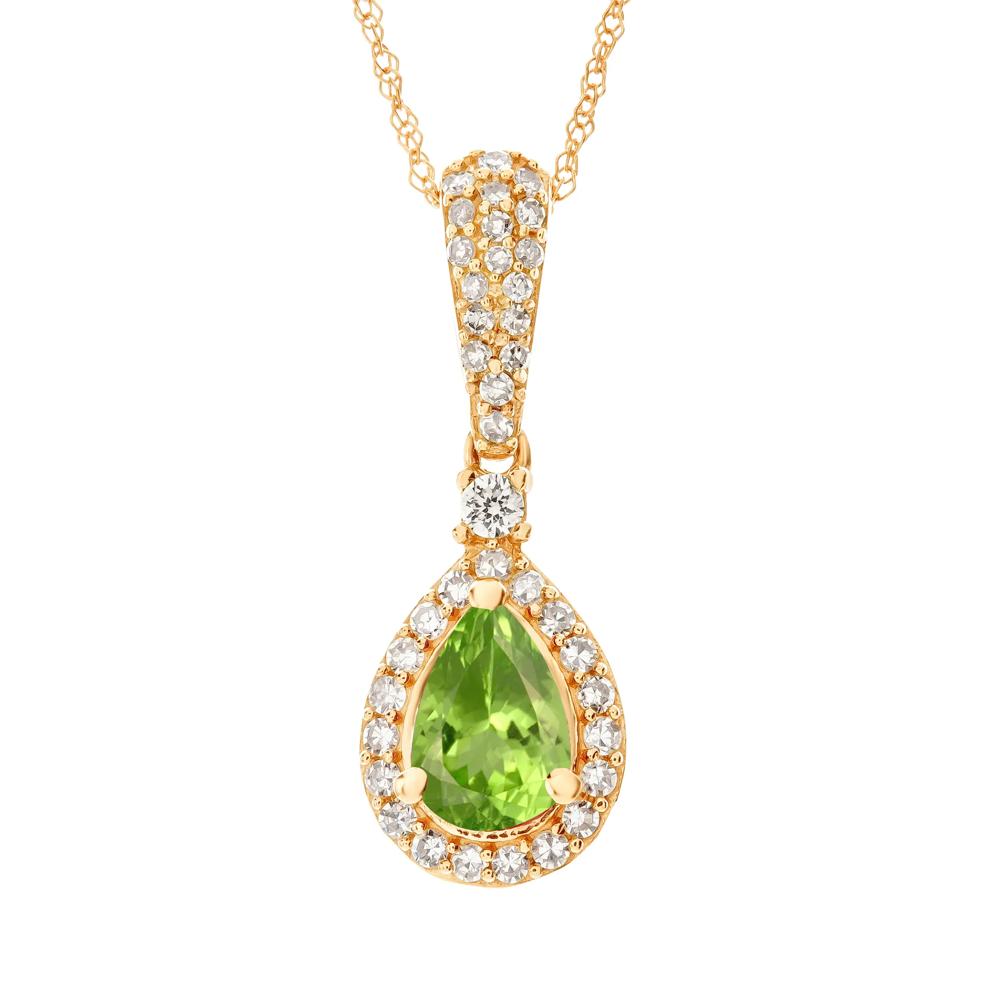 Peridot and Diamond Pendant in 10K Yellow Gold (1/5 ct. tw.) – Image 1 of 3