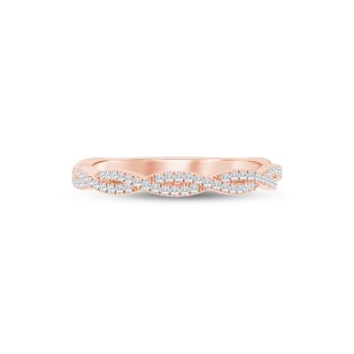 Lab Grown Diamond Twist Anniversary Band in 10K Rose Gold (1/5 ct. tw.)