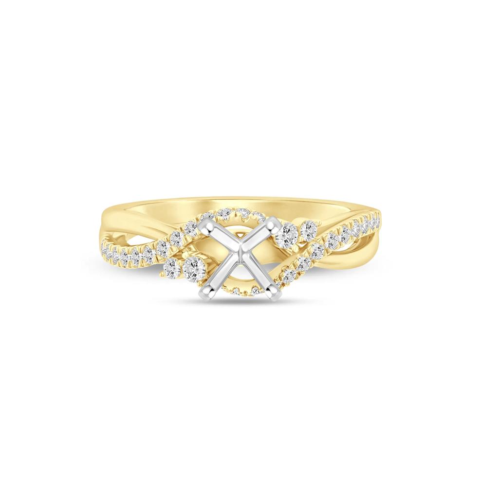 1/3 ct. tw. Round-Cut Diamond Semi-Mount Engagement Ring in 14k Yellow and White Gold (Setting Only) – Image 4 of 6