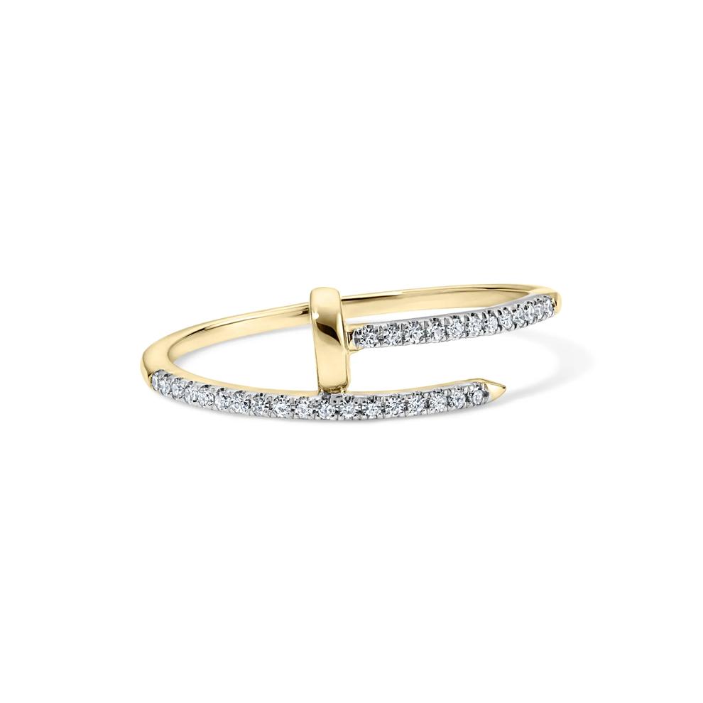 Diamond Twist Screw Ring in 10K Yellow Gold (1/8 ct. tw.) – Image 1 of 4