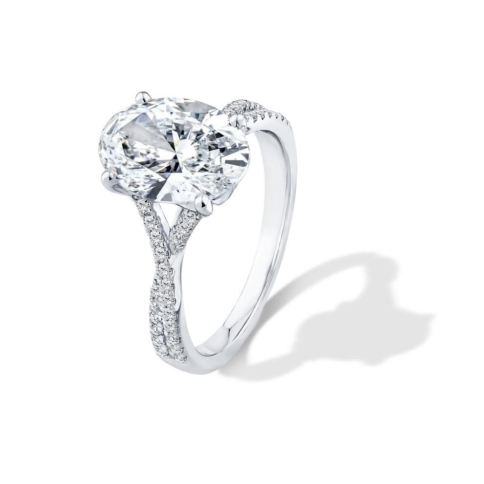 Lab Grown Diamond Oval-Shaped Engagement Ring in Platinum (3 1/3 ct. tw.) – Image 4 of 4