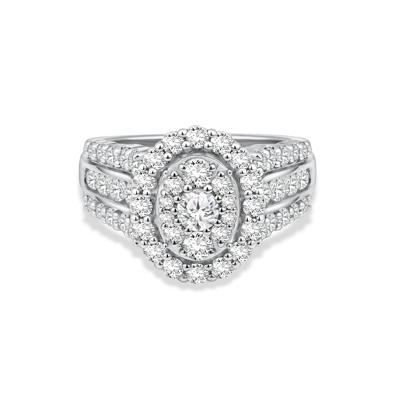 Diamond Oval Multi-Row Composite Ring in 10K White Gold (2 ct. tw.)