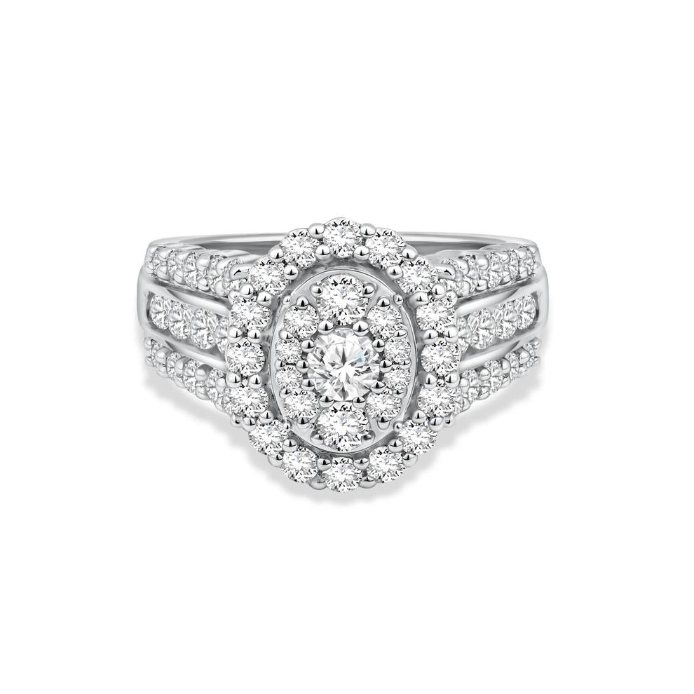 Diamond Oval Multi-Row Composite Ring in 10K White Gold (2 ct. tw.) – Image 1 of 4