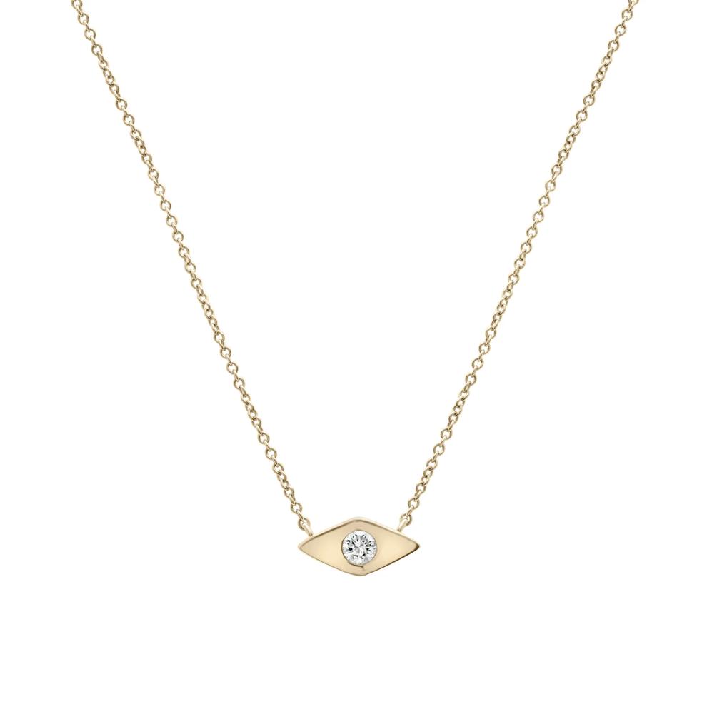 Diamond Eye Bezel-Set Pendant in 10K Yellow Gold (1/10 ct. tw.) – Image 1 of 4