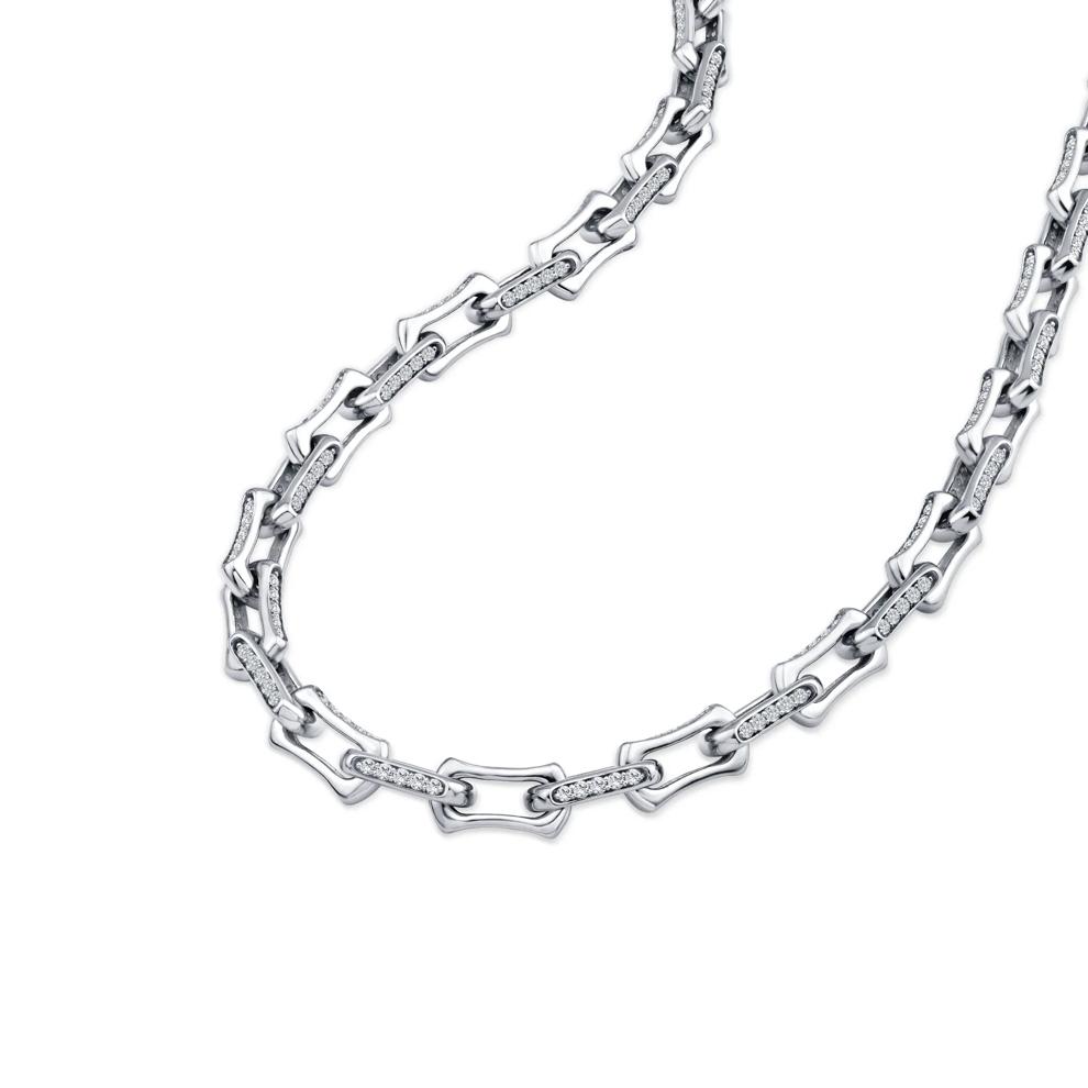 Lab Grown Diamond Bone Link Necklace in 10K White Gold (6 ct. tw.) – Image 4 of 4