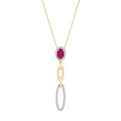 Ruby and Diamond Pendant in 14K Yellow Gold (1/5 ct. tw.)