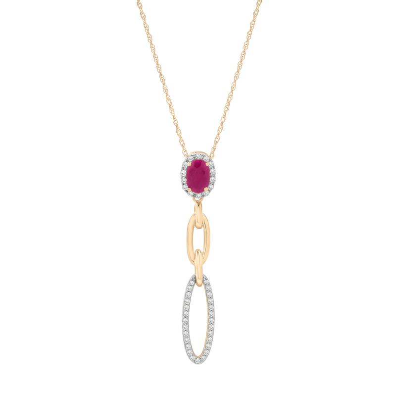 Ruby and Diamond Pendant in 14K Yellow Gold (1/5 ct. tw.) – Image 1 of 2