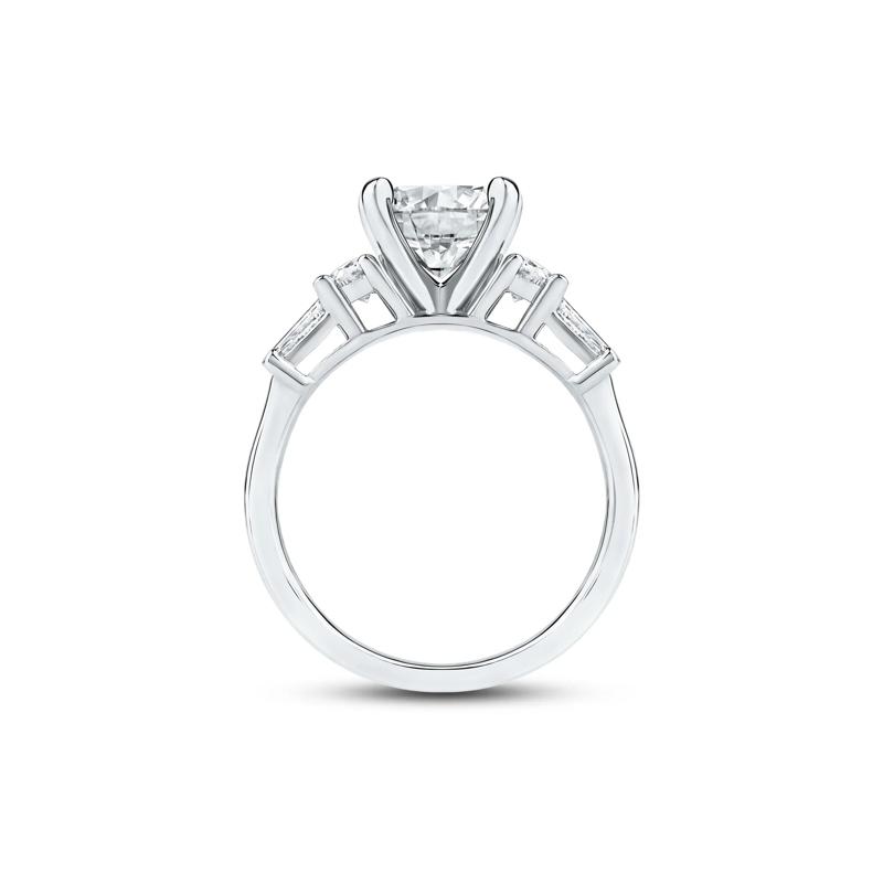 1/2 ct. tw. Round and Baguette-Cut Diamond Semi-Mount Engagement Ring in 14k White Gold &#40;Setting Only&#41; – Image 5 of 6