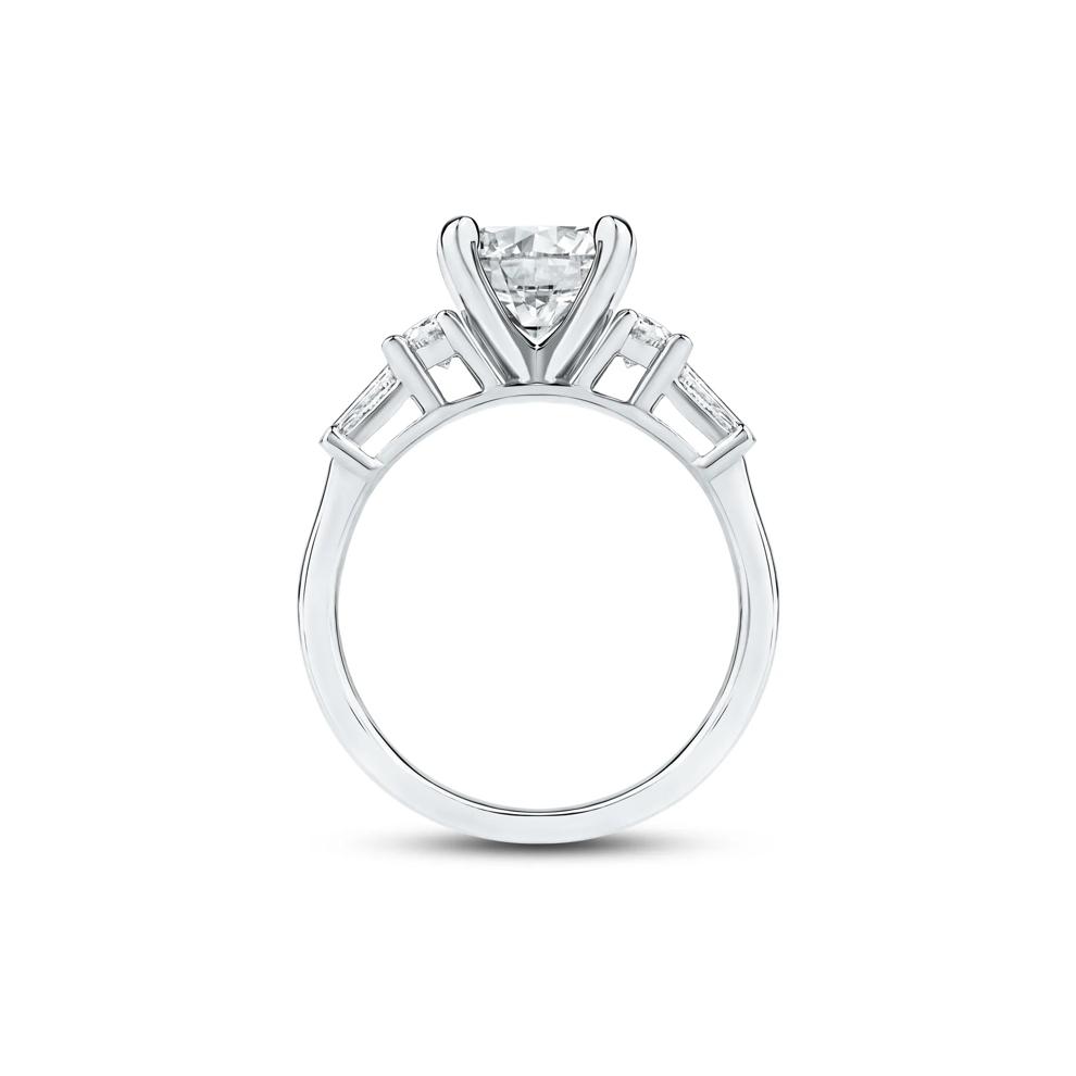 1/2 ct. tw. Round and Baguette-Cut Diamond Semi-Mount Engagement Ring in 14k White Gold (Setting Only) – Image 5 of 6