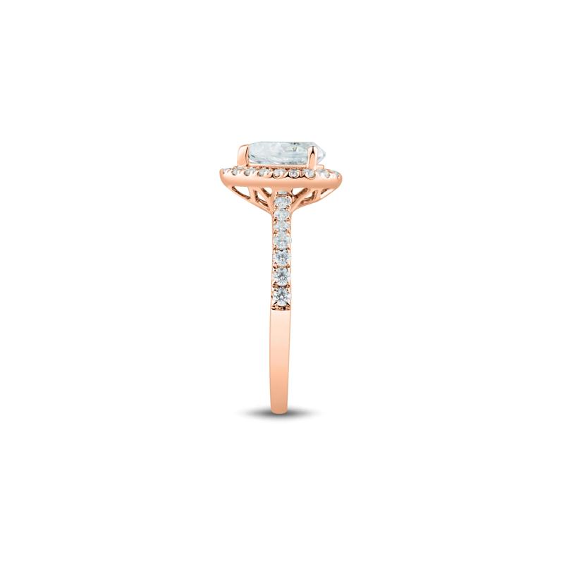 Pear-Shaped Lab Grown Diamond Halo Engagement Ring in 14K Rose Gold &#40;1 1/2 ct. tw.&#41; – Image 3 of 3