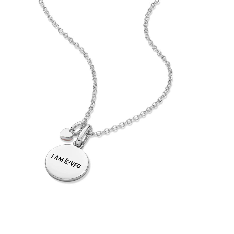 Lab Grown Diamond Accent Heartbeat Disc Pendant in Sterling Silver &amp; 10K Rose Gold – Image 5 of 5