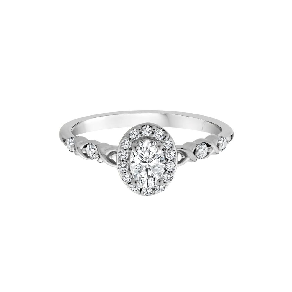 Lab Grown Diamond Oval Halo Promise Ring in 10K White Gold (1/2 ct. tw.) – Image 1 of 3