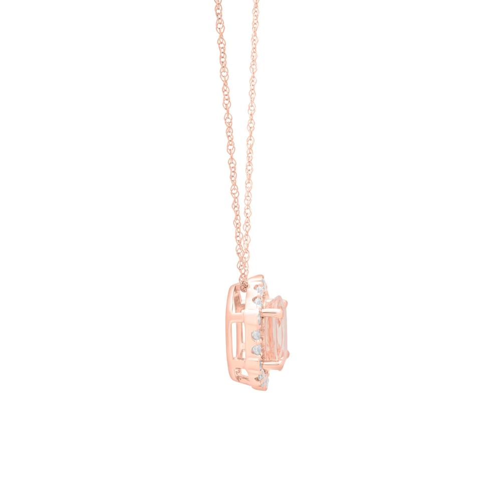 Morganite and Diamond Halo Pendant in 10K Rose Gold (1/4 ct. tw.) – Image 3 of 4