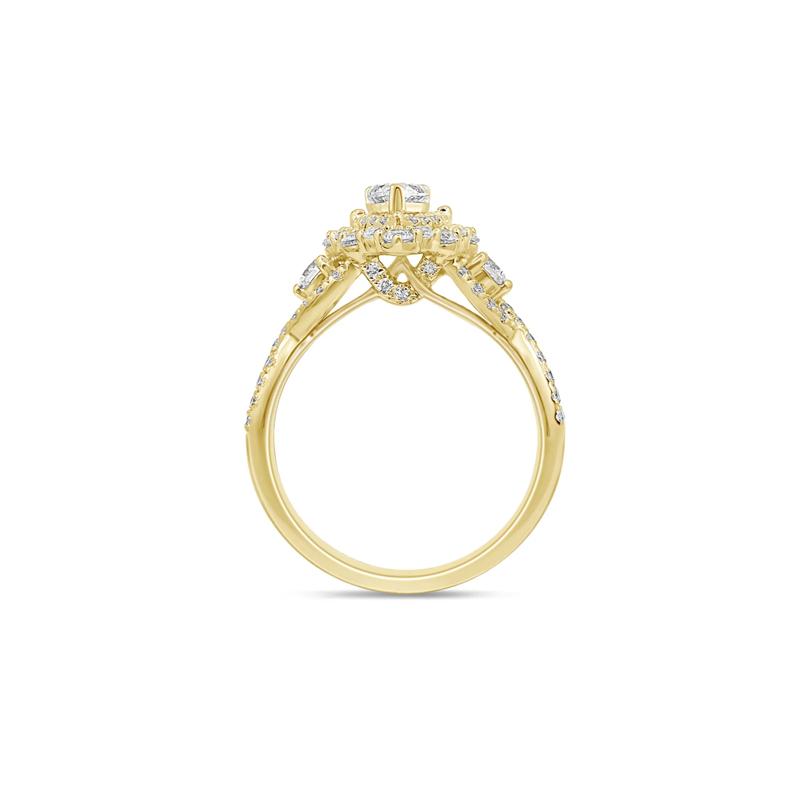 Pear-Shaped Double Halo Engagement Ring in 14K Yellow Gold &#40;1 1/7 ct. tw.&#41; – Image 2 of 3