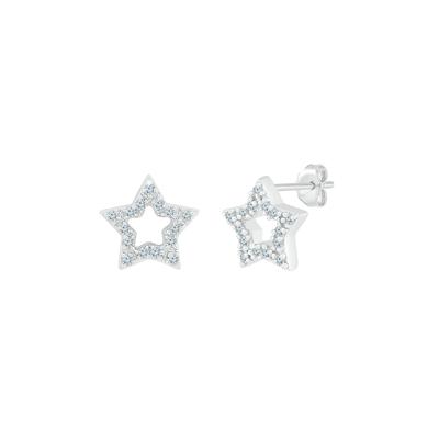 Diamond Open Star Stud Earrings in Sterling Silver (1/7 ct. tw.)