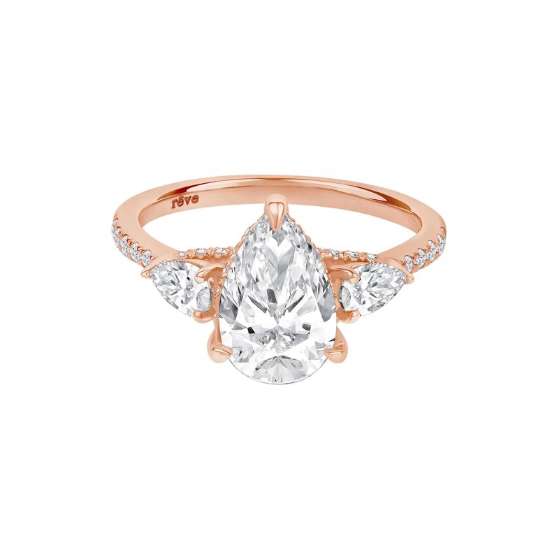 River Lab Grown Diamond Pear-Shaped Engagement Ring in 14K Rose Gold &#40;3-1/4 ct. tw.&#41; – Image 1 of 5