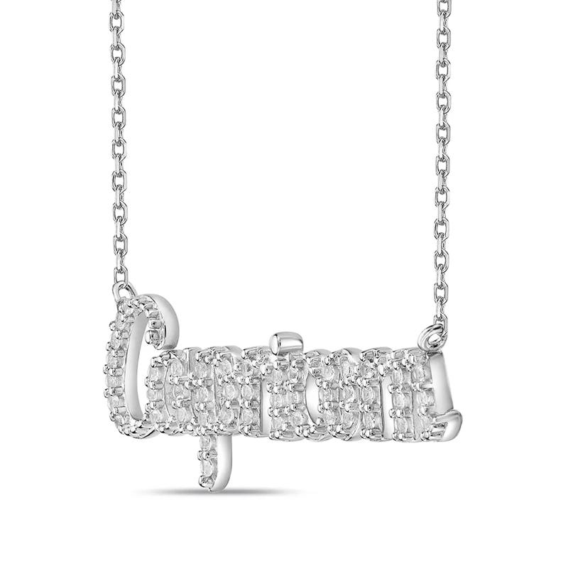 Capricorn Lab Created White Sapphire Necklace in Sterling Silver – Image 2 of 3