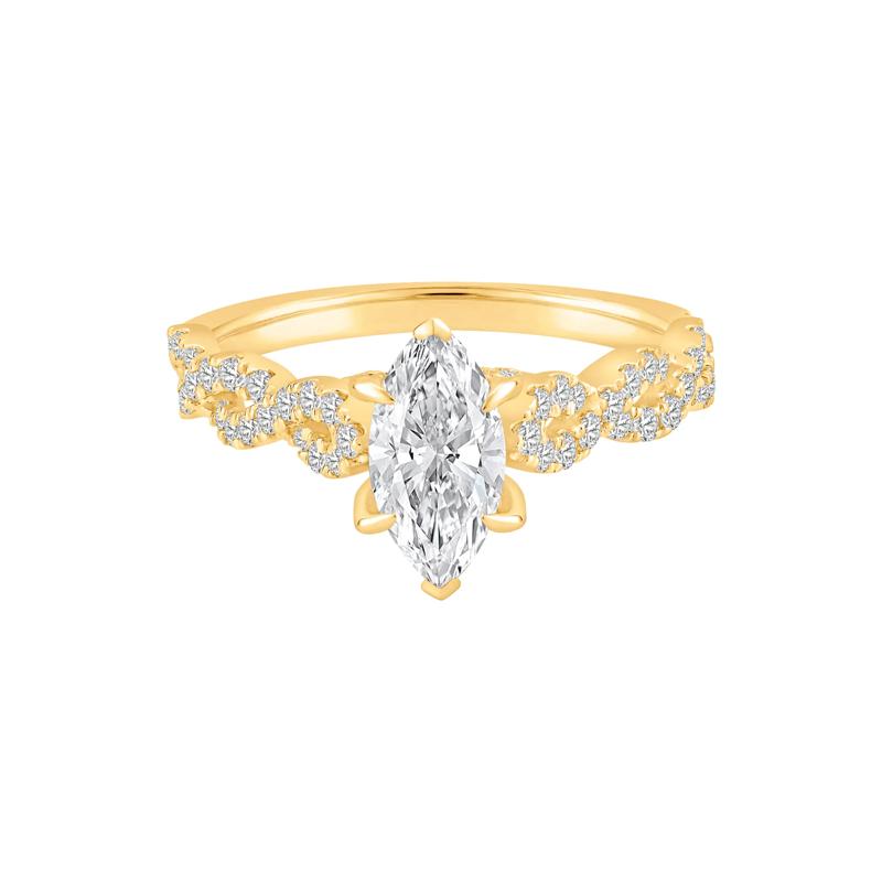 Marquise Center Diamond Engagement Ring in 18K Yellow Gold &#40;1-1/2 ct. tw.&#41; – Image 1 of 4