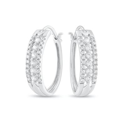 Diamond Multi-Row Hoop Earrings in 10K White Gold (1/2 ct. tw.)