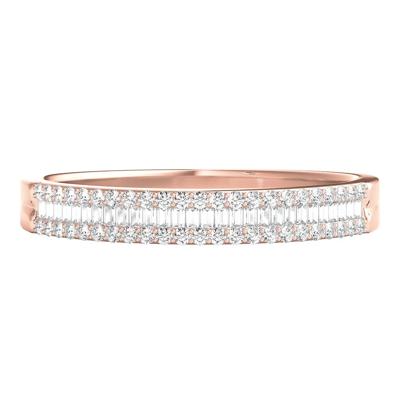Baguette & Pave Diamond Wedding Band in 10K Rose Gold (1/4 ct. tw.)