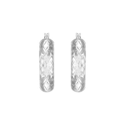 Polished Diamond-Cut Tube Hoop Earrings in 10K White Gold, 20MM
