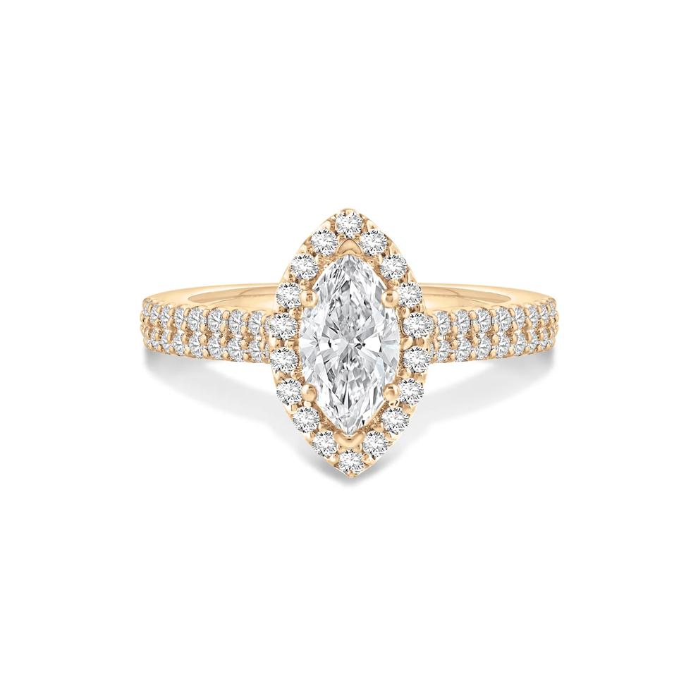 Diamond Marquise Halo Engagement Ring in 14K Yellow Gold (1 1/4 ct. tw.) – Image 1 of 4