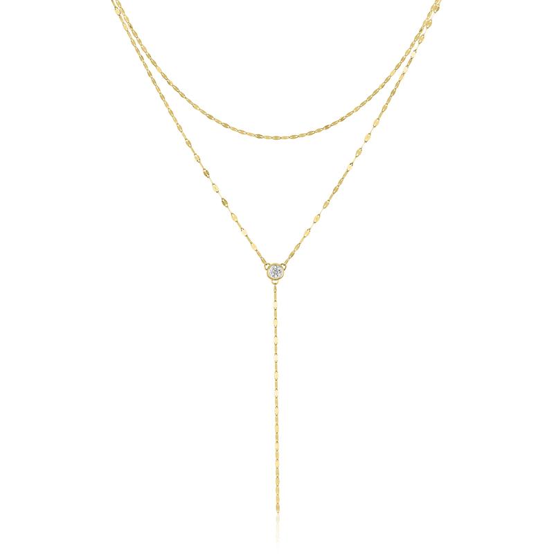 Diamond Lariat Necklace in 10K Yellow Gold &#40;1/10 ct. tw.&#41; – Image 1 of 3