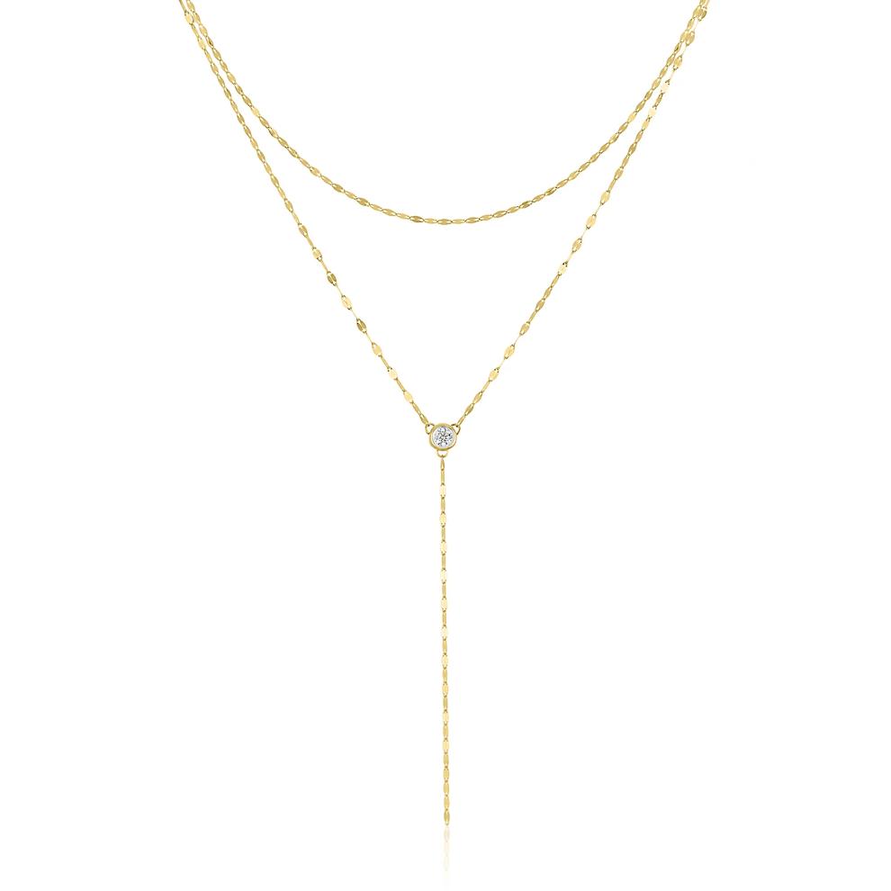 Diamond Lariat Necklace in 10K Yellow Gold (1/10 ct. tw.) – Image 1 of 3