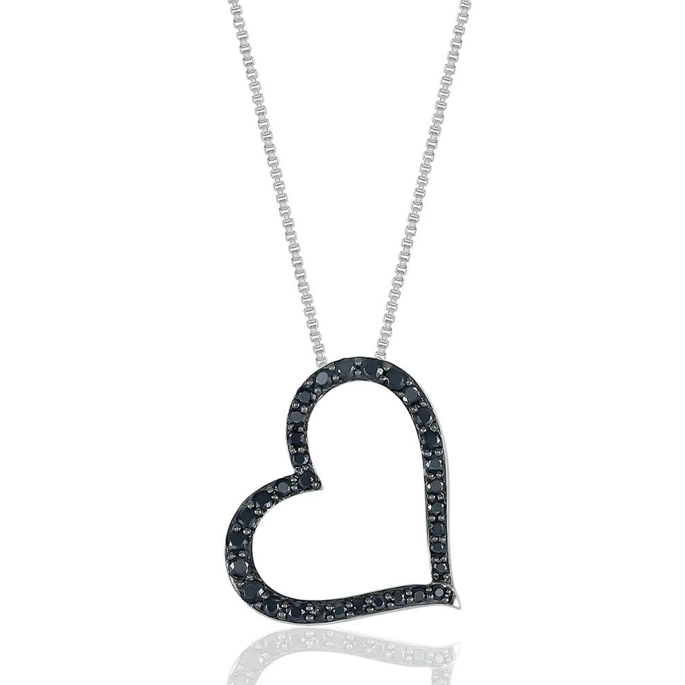 Black Diamond Heart Pendant in Sterling Silver (1/2 ct. tw.) – Image 1 of 2