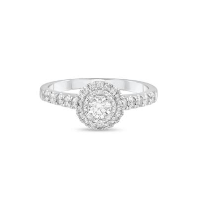 Diamond Round Halo Center Engagement Ring in 14K White Gold (5/8 ct. tw.)