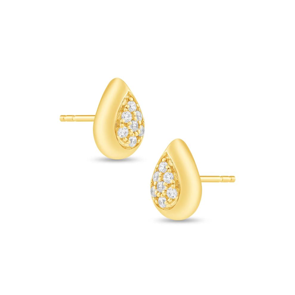 Diamond Pear-Shaped Cluster Stud Earrings in 10K Yellow Gold (1/4 ct. tw.) – Image 1 of 2