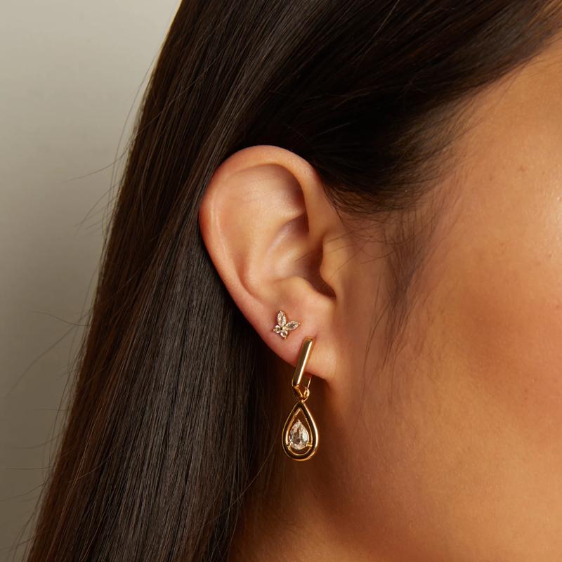 Lab-Created White Sapphire Butterfly Stud Earrings in Vermeil – Image 3 of 3