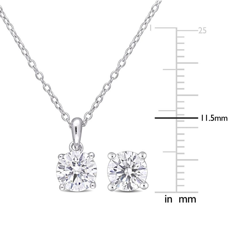 Lab-Created Moissanite Solitaire Pendant &amp; Stud Earrings Set in Sterling Silver &#40;3 ct. dew&#41; – Image 2 of 3