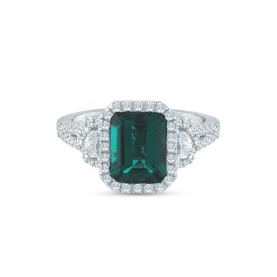 Marlena Lab-Created Emerald and Lab Grown Diamond Engagement Ring in 14K Gold (7/8 ct. tw.)