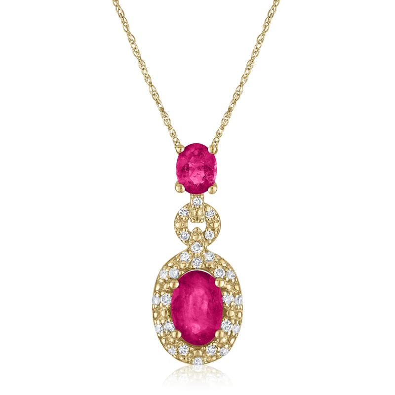 Ruby and Diamond Accent Pendant in 14K Yellow Gold – Image 1 of 3