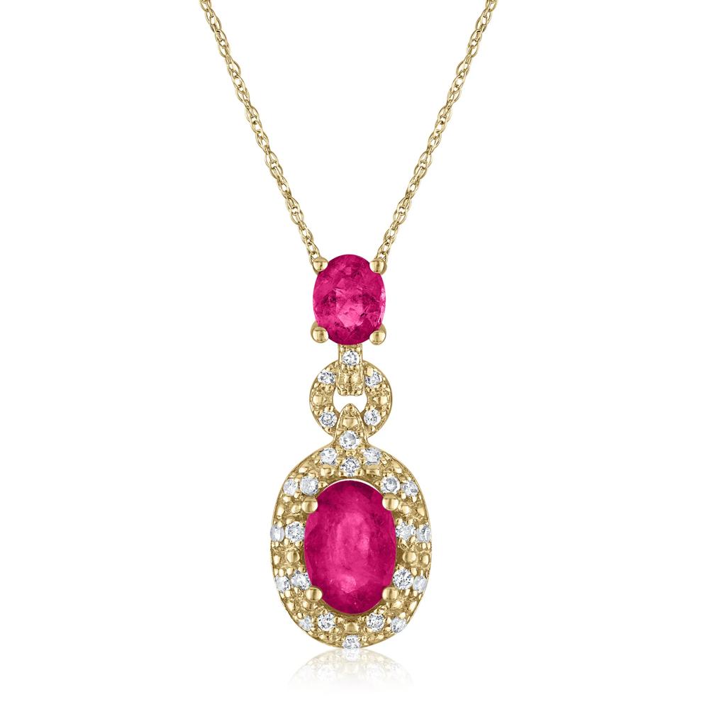Ruby and Diamond Accent Pendant in 14K Yellow Gold – Image 1 of 3