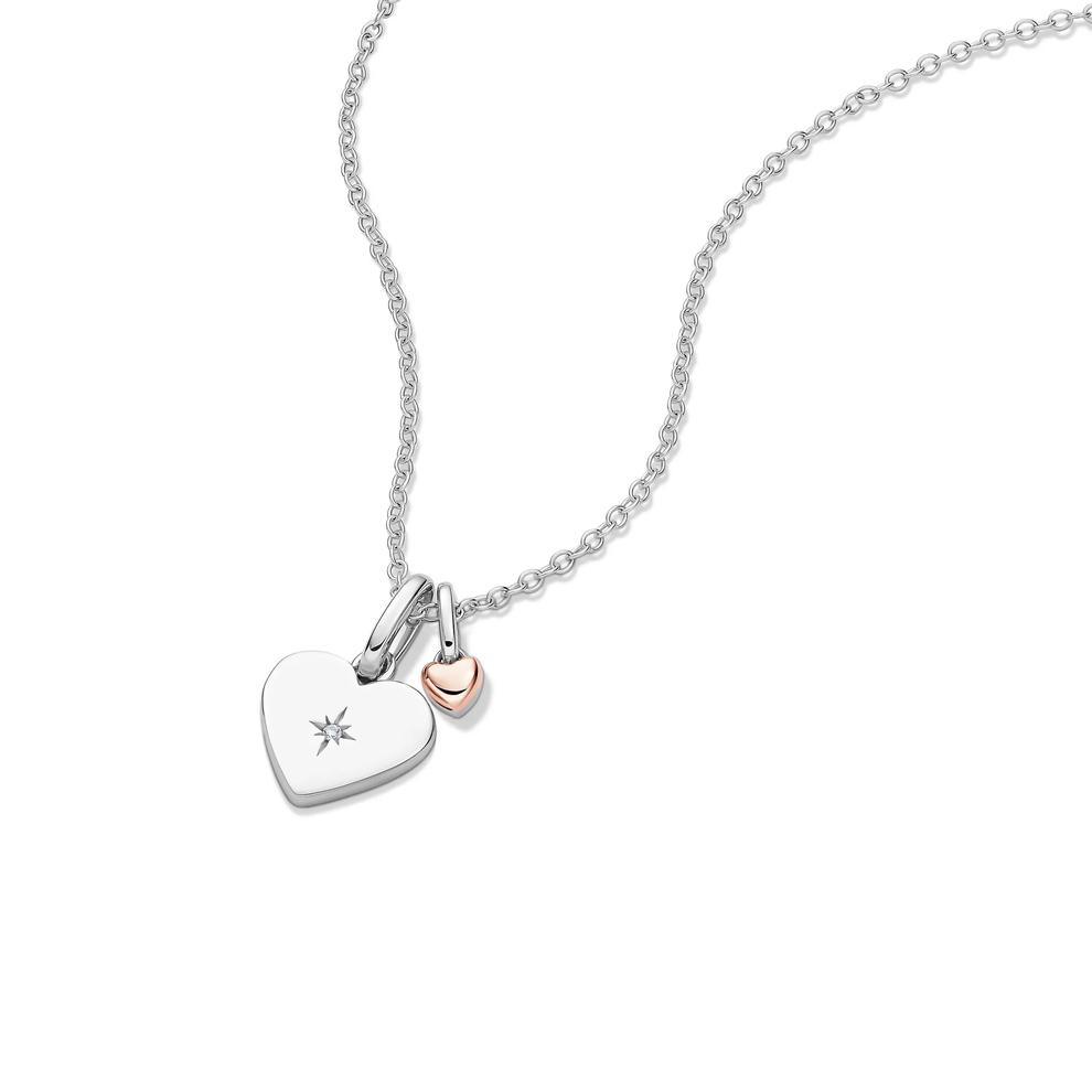 Lab Grown Diamond Accent Heart Pendant in Sterling Silver &amp; 10K Rose Gold – Image 4 of 5