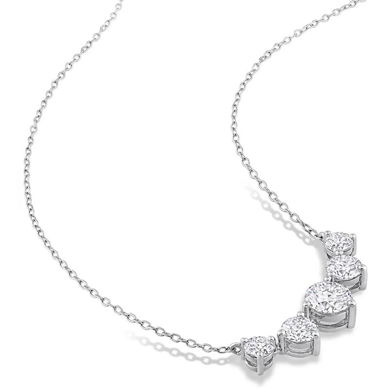 Moissanite Necklace with Five Stones in Sterling Silver &#40;2 1/2 ct. dew&#41; – Image 2 of 3