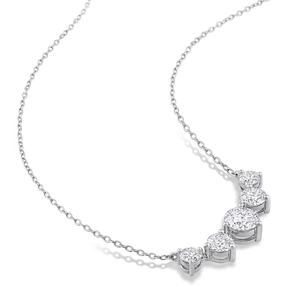 Moissanite Necklace with Five Stones in Sterling Silver (2 1/2 ct. dew) – Image 2 of 3
