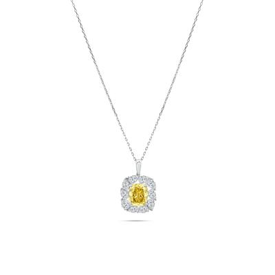 Lab Grown Diamond Yellow Center Pendant Necklace in 14K White Gold (2 7/8 ct. tw.)