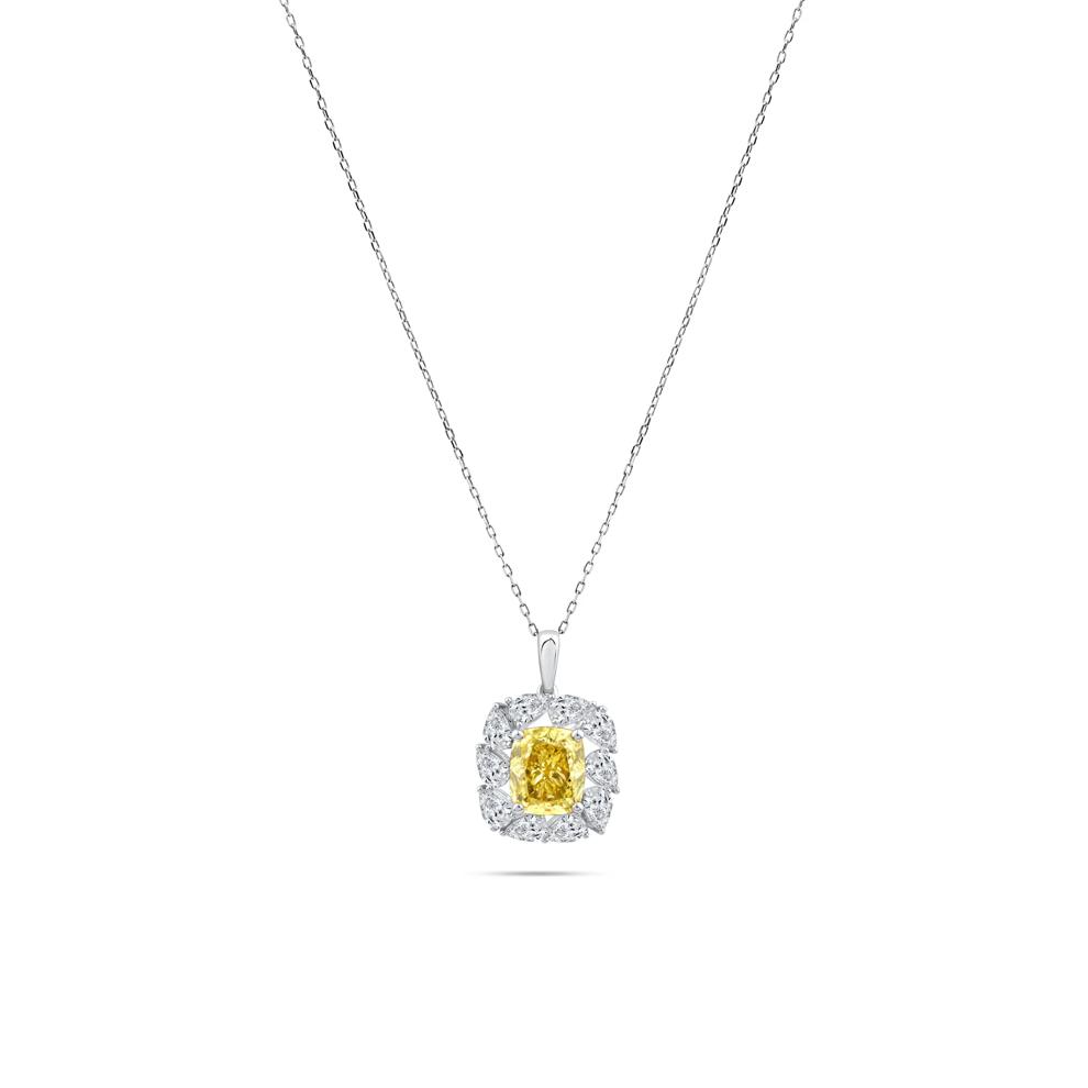 Lab Grown Diamond Yellow Center Pendant Necklace in 14K White Gold (2 7/8 ct. tw.) – Image 1 of 4