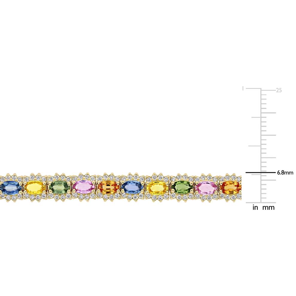 Rainbow Sapphire &amp; Diamond Tennis Bracelet in 14K Yellow Gold (1 3/4 ct. tw.) – Image 5 of 5
