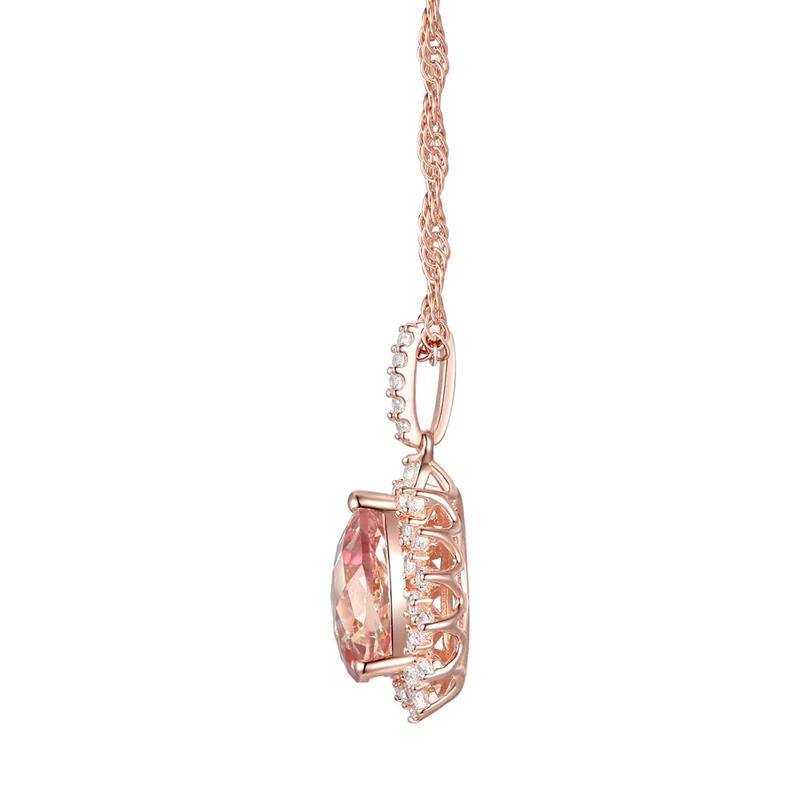 Pear-Shaped Morganite &amp; Diamond Halo Pendant in 10K Rose Gold &#40;1/4 ct. tw.&#41; – Image 2 of 3