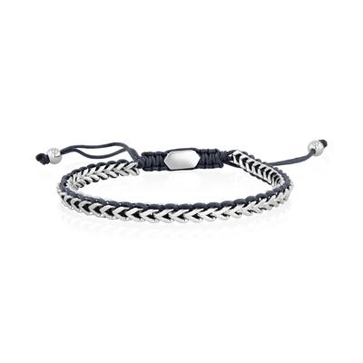 Men's Black Cord Bolo Bracelet in Stainless Steel
