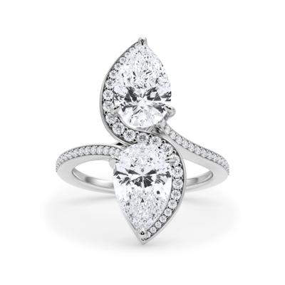 Lab Grown Diamond Pear-Shaped Double Stone Engagement Ring in Platinum (3 3/8 ct. tw.)