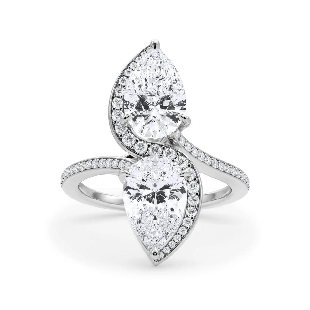 Lab Grown Diamond Pear-Shaped Double Stone Engagement Ring in Platinum (3 3/8 ct. tw.) – Image 1 of 4