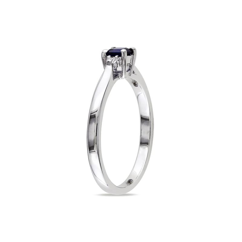 Lab Created Blue Sapphire &amp; Diamond Ring in Sterling Silver – Image 3 of 4