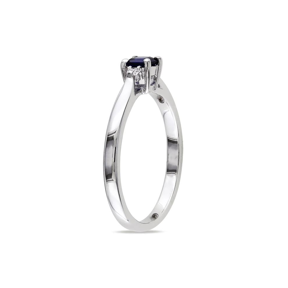 Lab Created Blue Sapphire &amp; Diamond Ring in Sterling Silver – Image 3 of 4